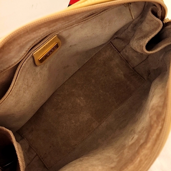 Rare! GUCCI Crossbody Satchel Boston Bag 2-Tone Beige Calfskin +Green Red Strap - Picture 6 of 16